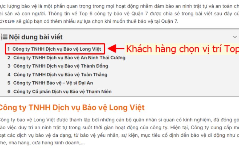 Cho thuê vị trí top đầu